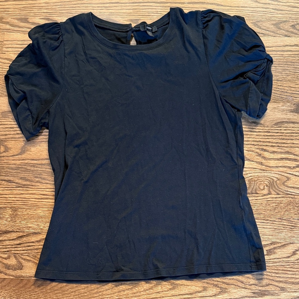 J. Crew Black Short Sleeve Puff Top Size Medium